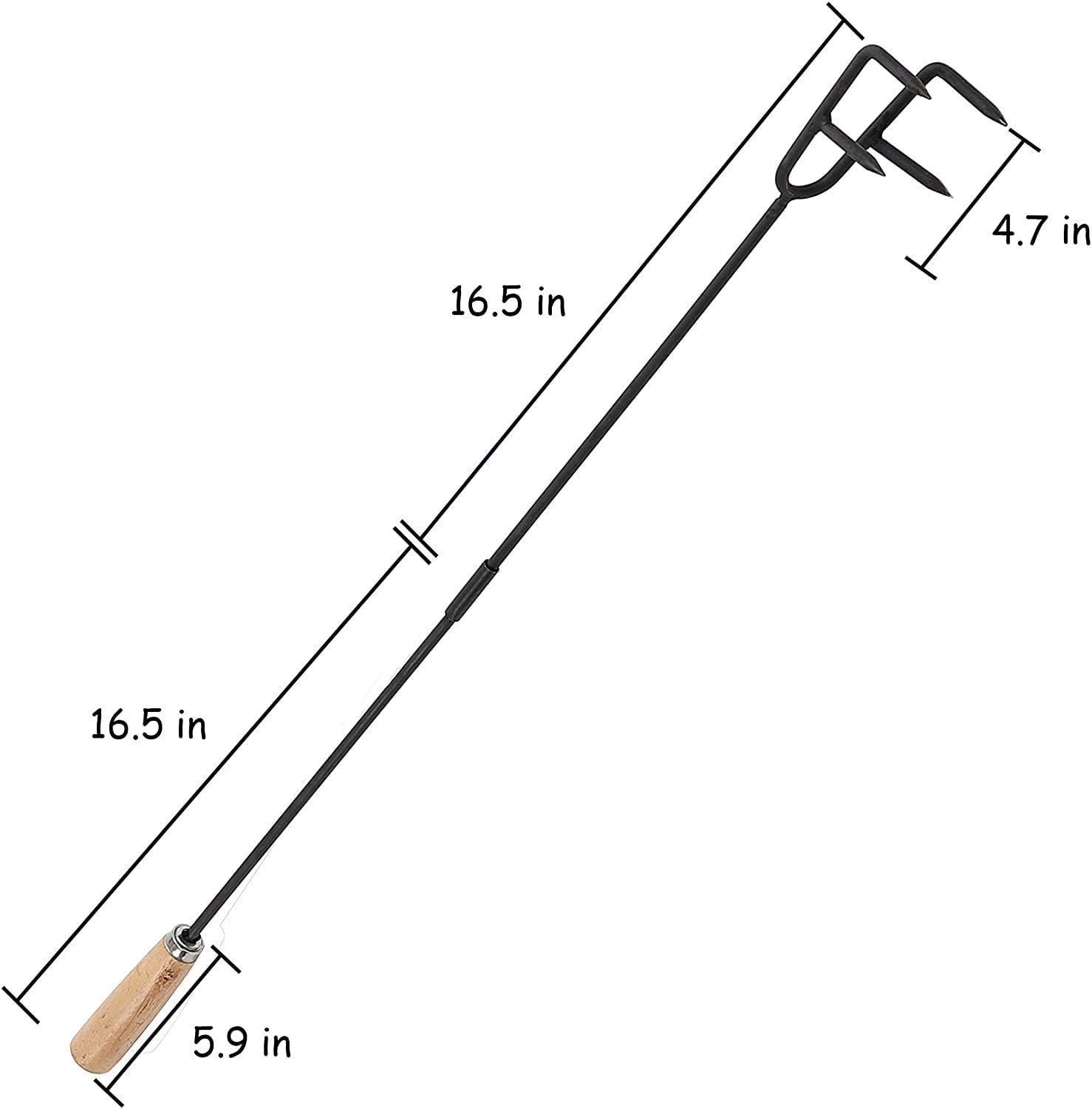 Ihomepark 33" Steel Fire Pit Poker Sticks with Wooden Handles (2-Pack)