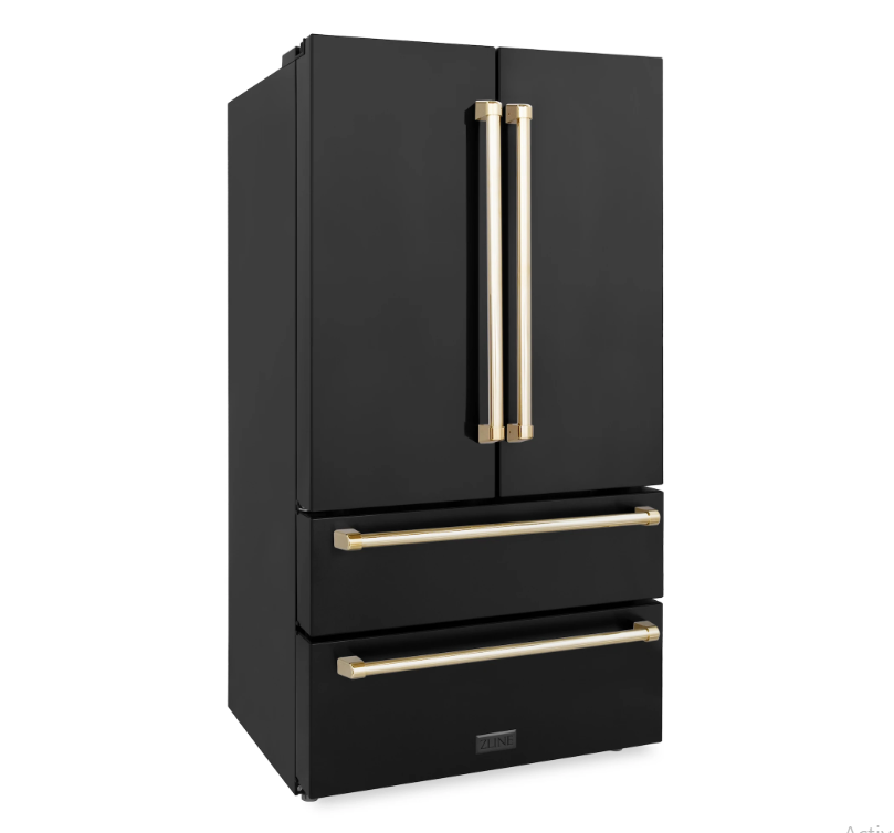ZLINE 36" Black Stainless Steel French Door Refrigerator with Ice Maker