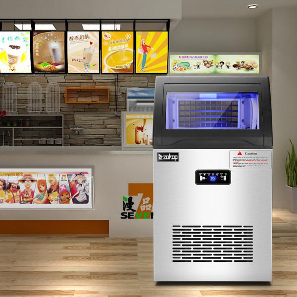 ZOKOP Stainless Steel Ice Maker Cube Machine, High-Capacity, Freestanding/Built-in