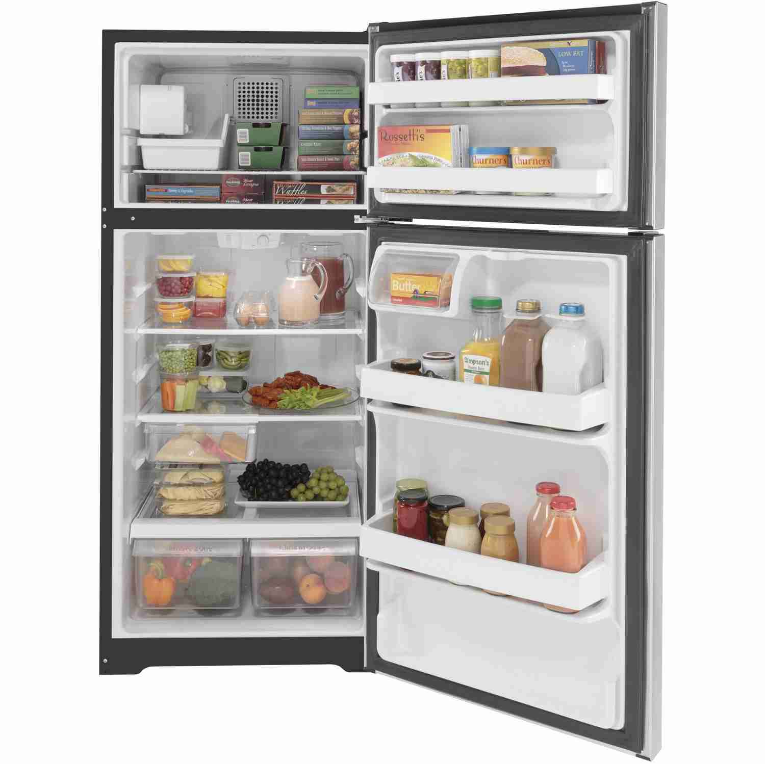 GE 28-inch Top Freezer Refrigerator with Internal Ice Maker | GIE17GSNRSS