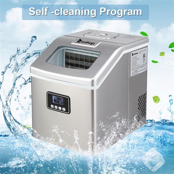 ZOKOP HZB-18F Stainless Steel Ice Maker, 115V 120W for Home and Office