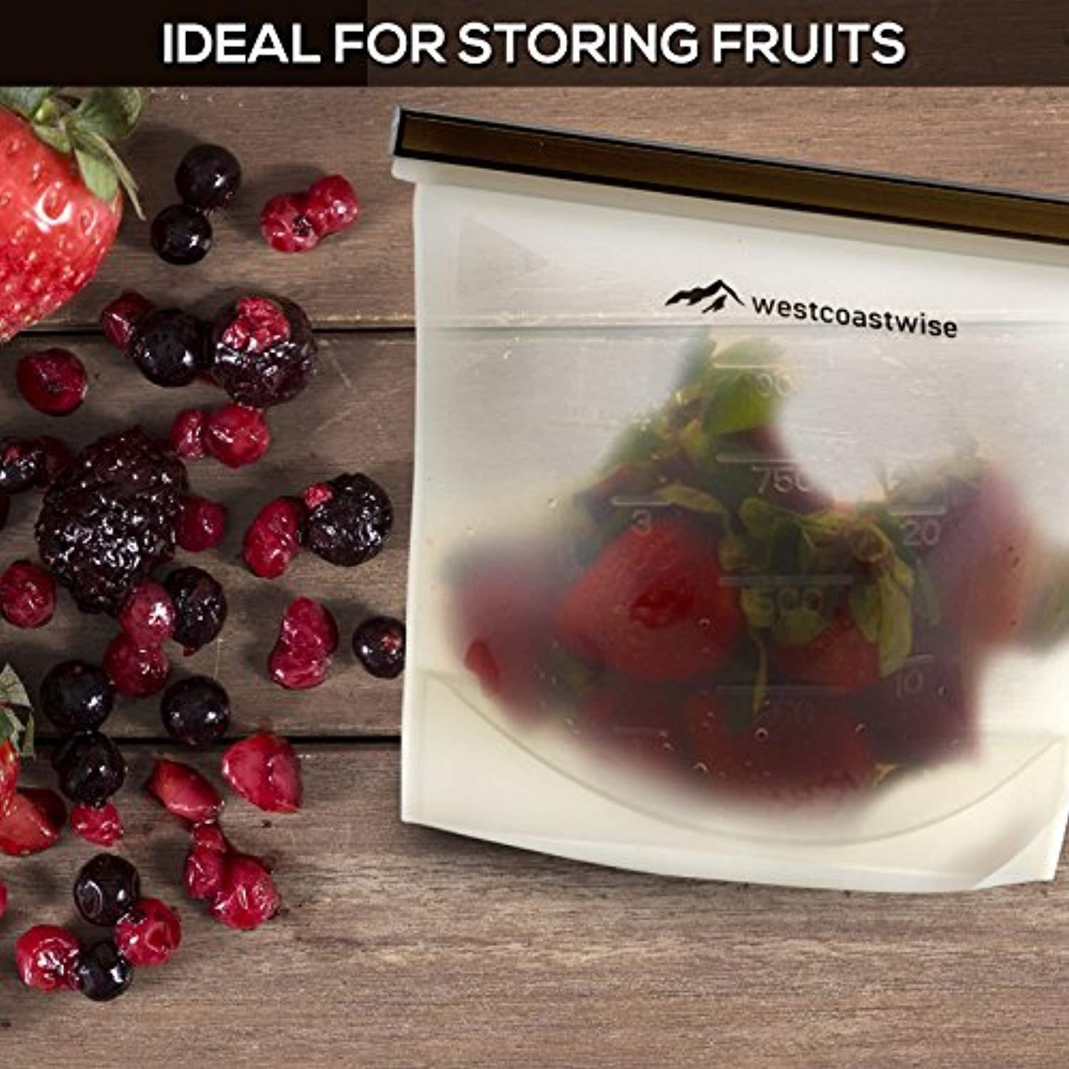 WestCoastWise Silicone Food Storage Bags - 4-Pack, Versatile, Reusable, and BPA-Free