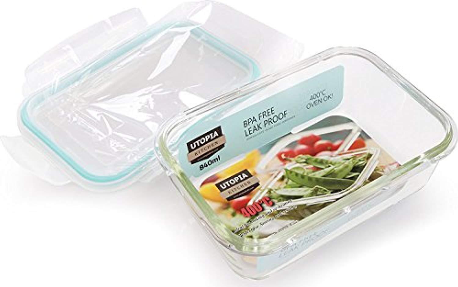 Utopia Kitchen 3-Piece Glass Food Storage Containers with Lids