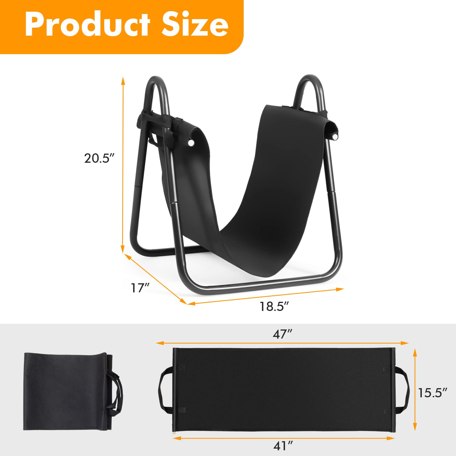 Portable Firewood Carrier and Rack with Canvas Bag