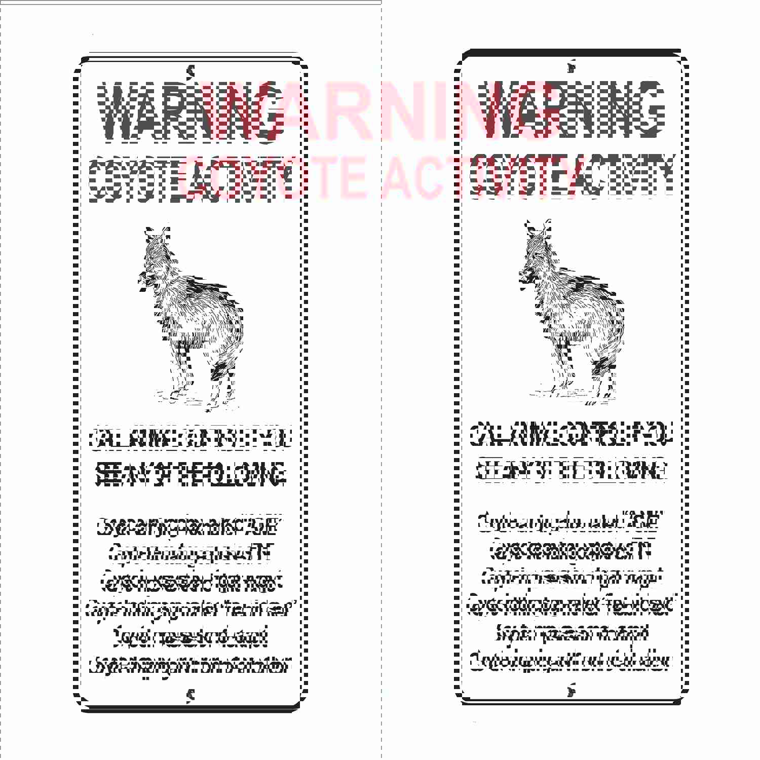 Coyote Activity Vintage Metal Sign - 8x12 Inch Humorous Wall Decor
