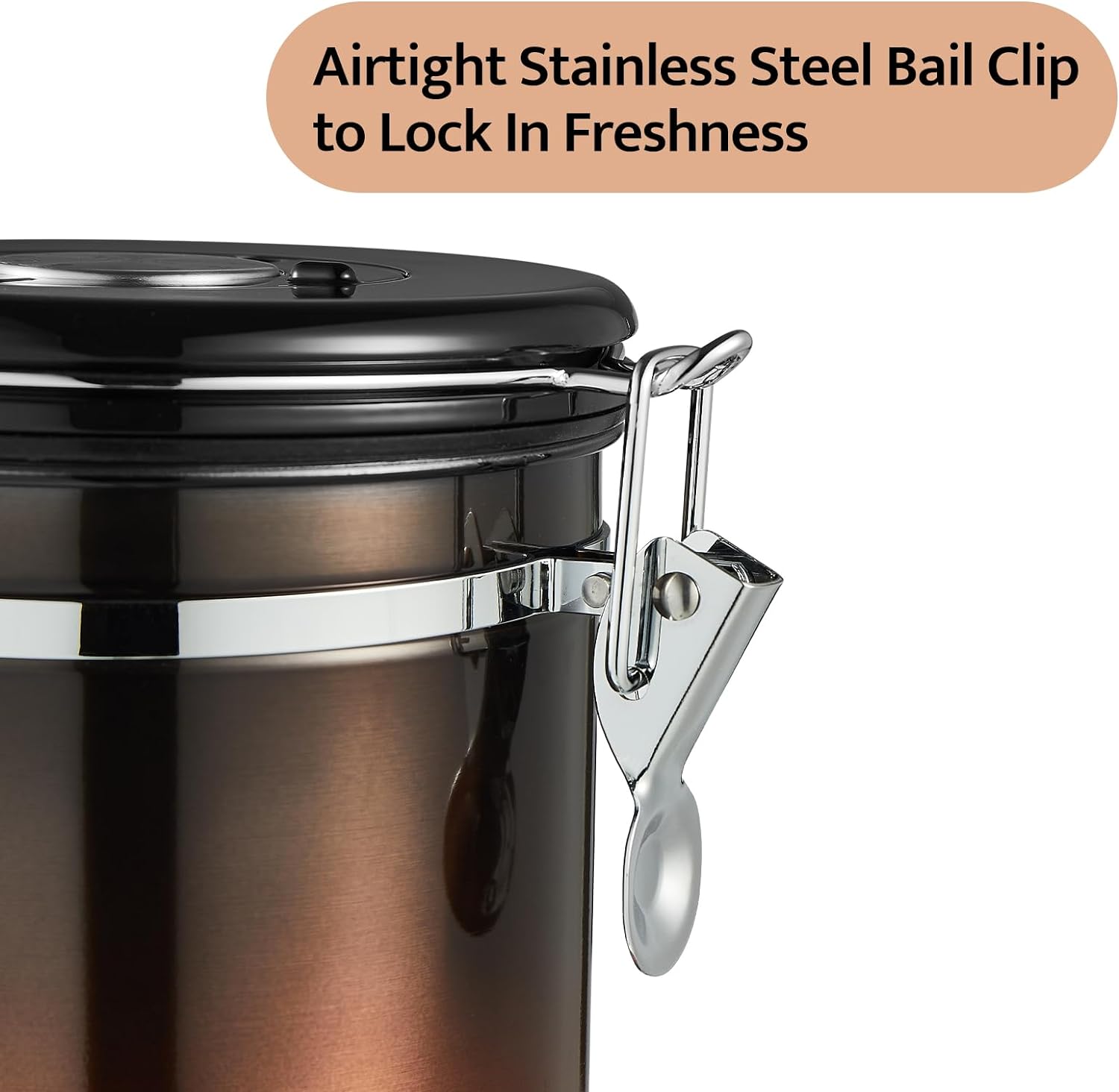 Braviie Copper Airtight Coffee Canister, 22oz Stainless Steel Container with CO2 Valve and Date Tracker