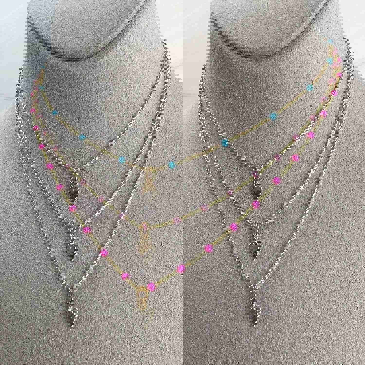 Elegant Enamel & Vermeil Heart Pendant Necklace