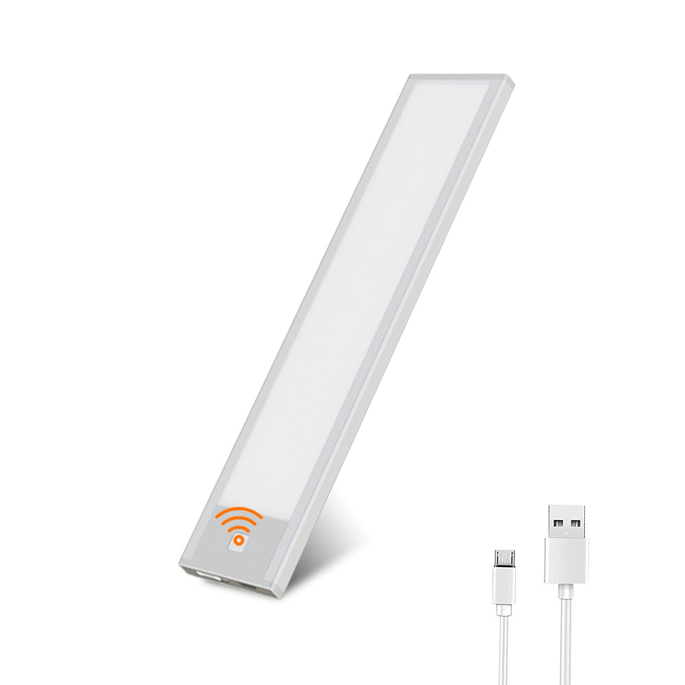 BT09 5V Silver Motion Sensor LED Light, Rechargeable Shelf Light with 1100mAh Battery for Kitchen, Bedroom, and Nursery