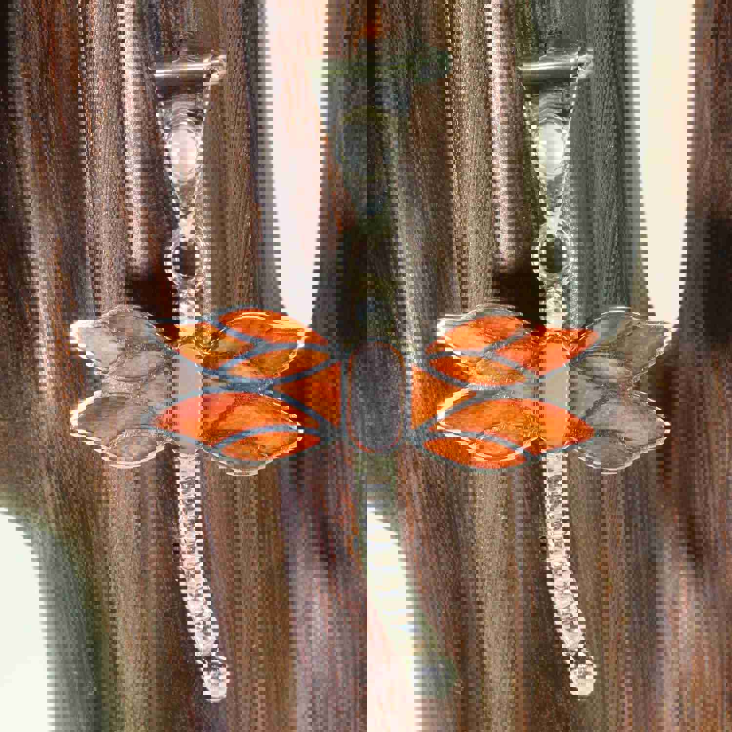 Handcrafted Dragonfly Jewelry Set - Spiny Oyster Shell, Sterling Silver
