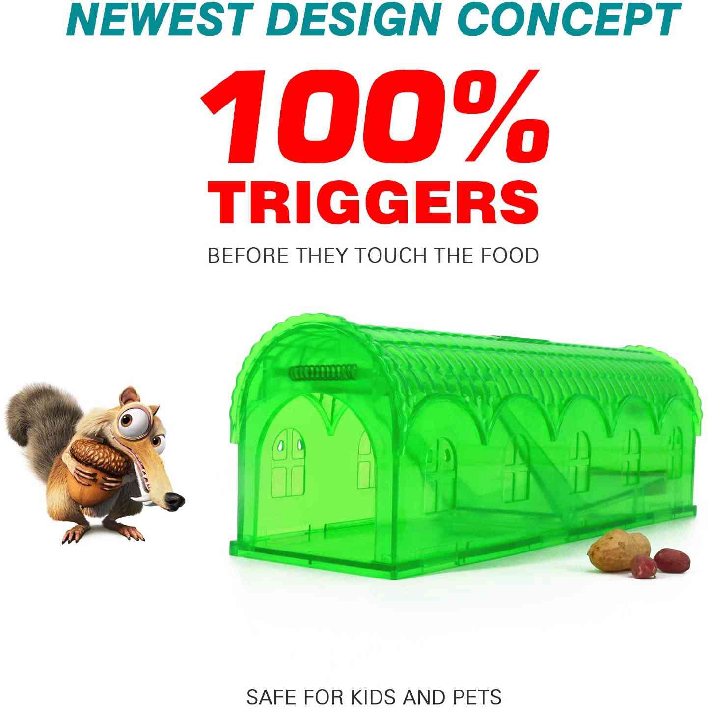 Humane Mouse Traps 2 Pack - ROCKBIRDS Eco-Friendly, High-Efficiency Indoor/Outdoor Mouse Catchers