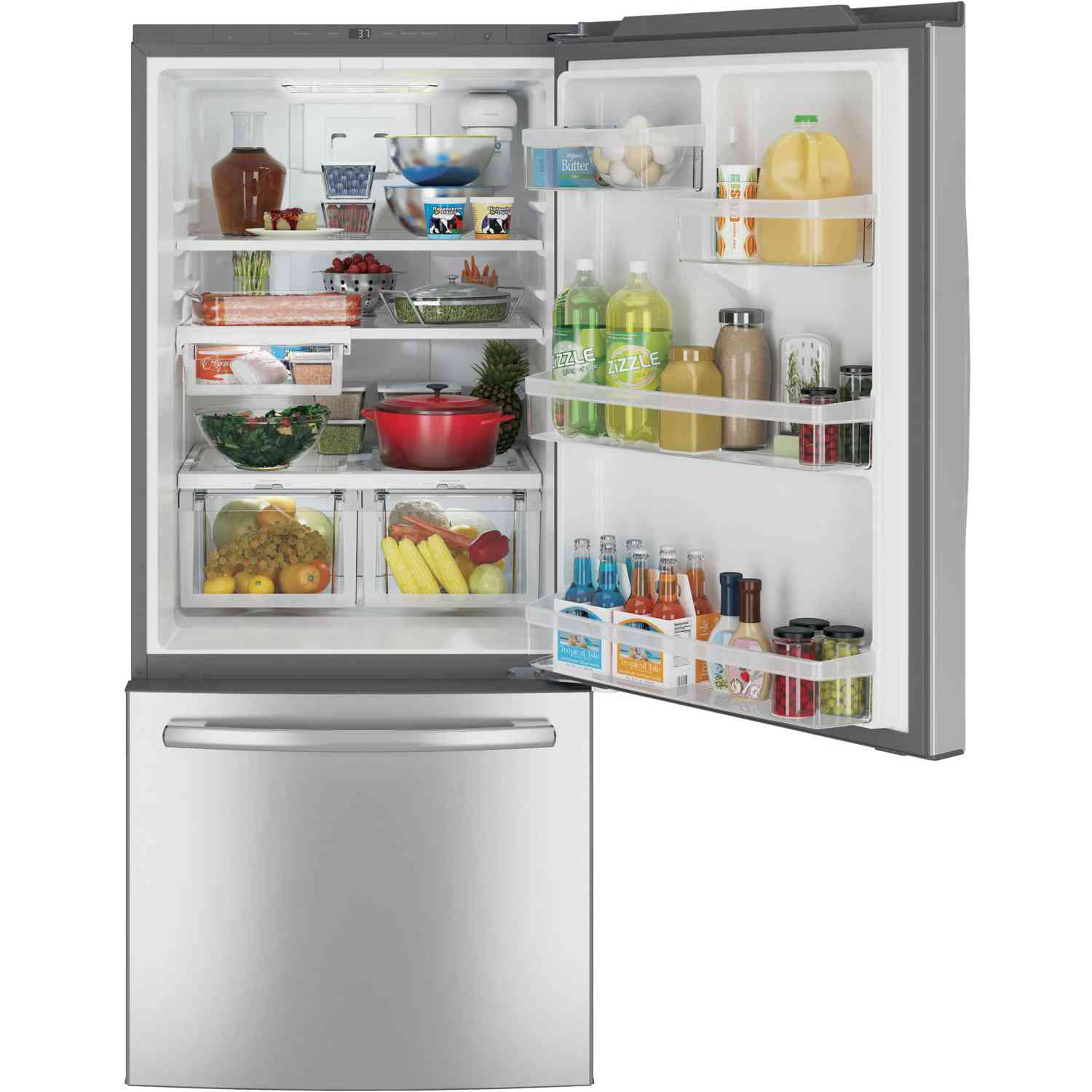 GE 30-inch Bottom Freezer Refrigerator with Interior Ice Maker