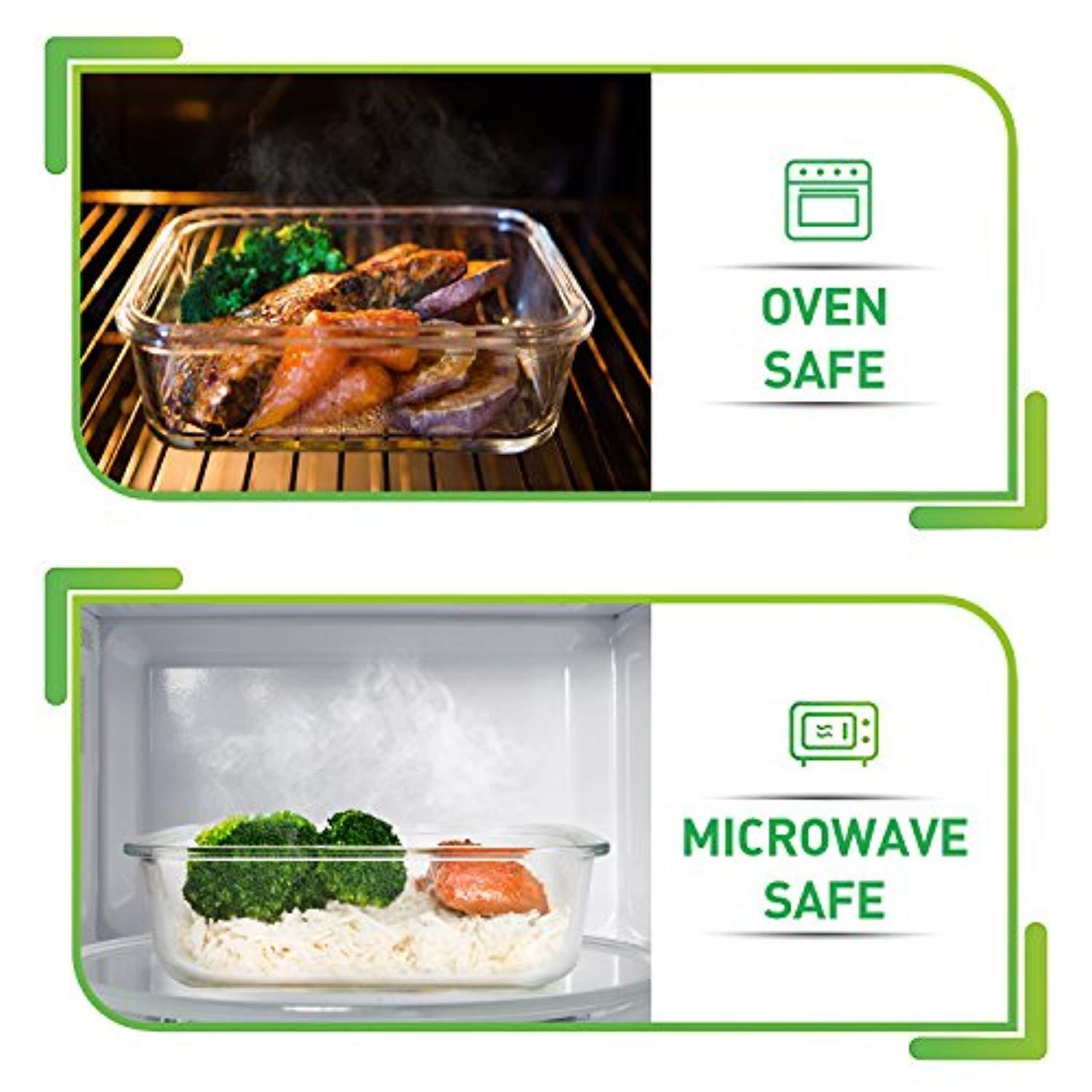 [5-Pack, 36oz] Premium Glass Meal Prep Containers with Airtight Lids
