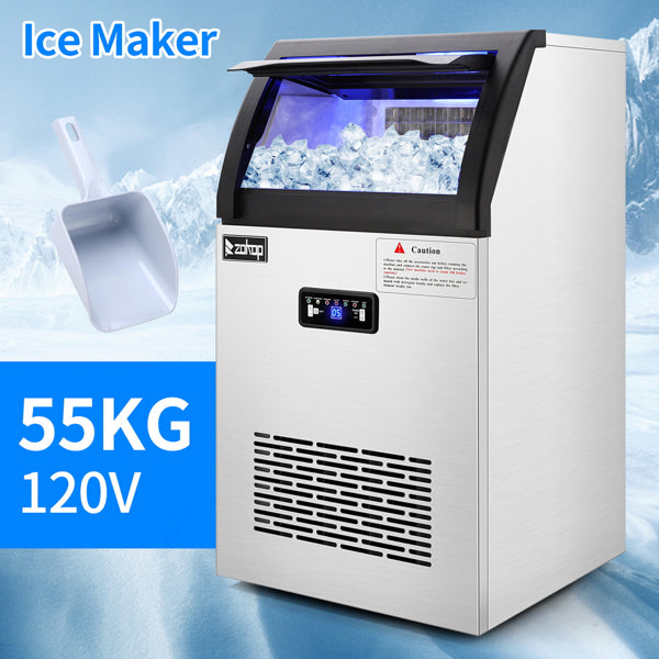 ZOKOP Stainless Steel Ice Maker Cube Machine, High-Capacity, Freestanding/Built-in