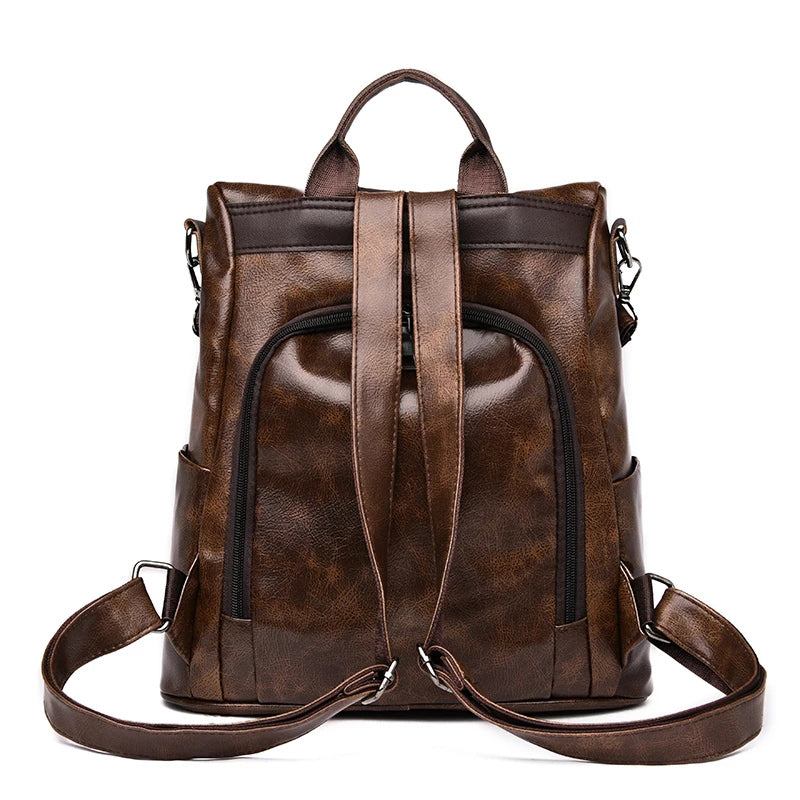 Stylish Vintage PU Leather Backpack with Retractable Feature