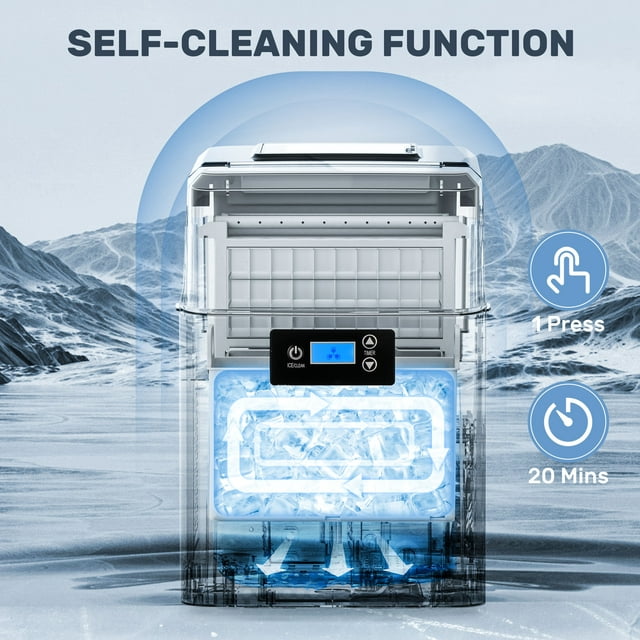 KISSAIR Portable Nugget Ice Maker - Soft Chewable Ice, Self-Cleaning, LED Display