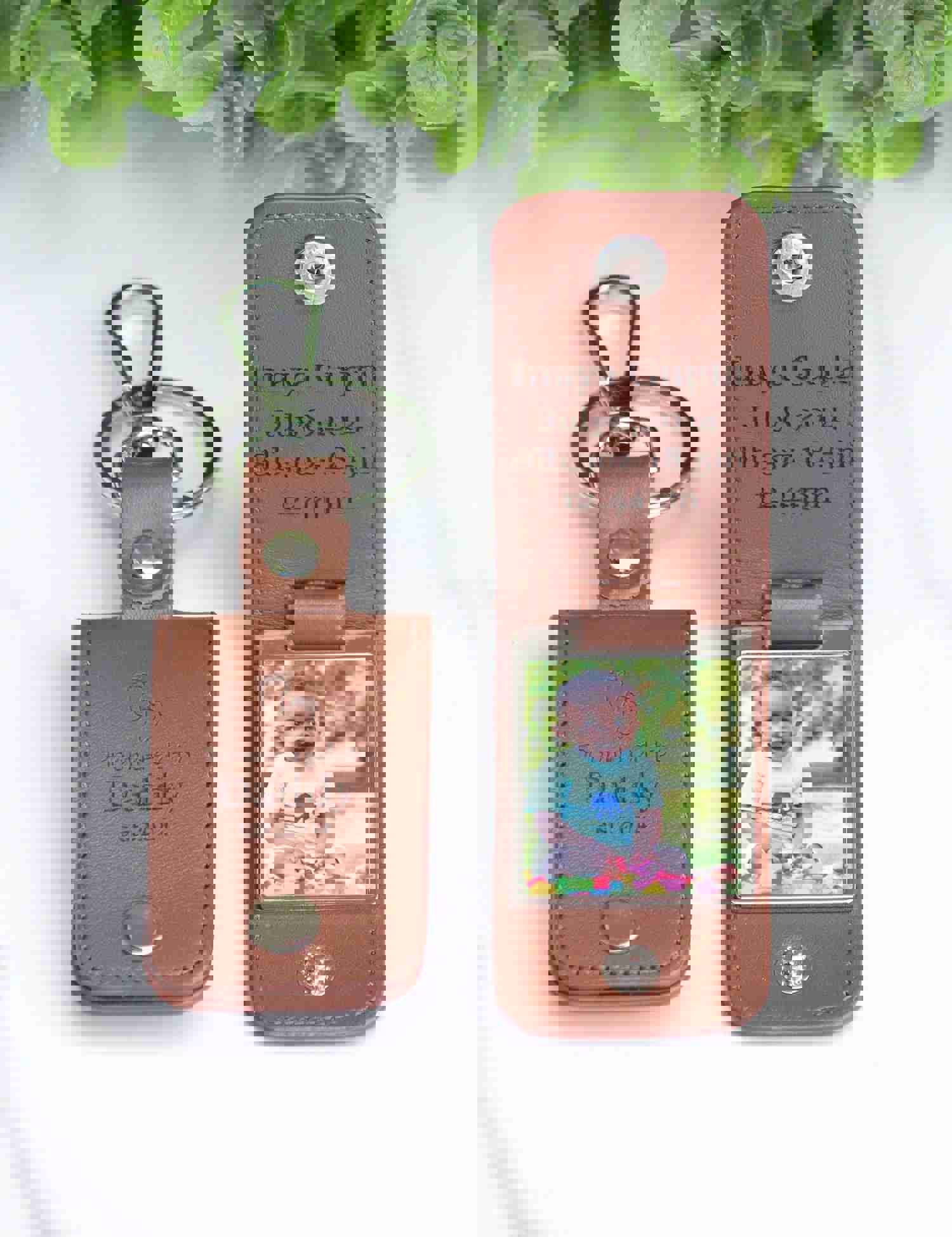 Custom Engraved Leather Keychain - Dad's Day Gift