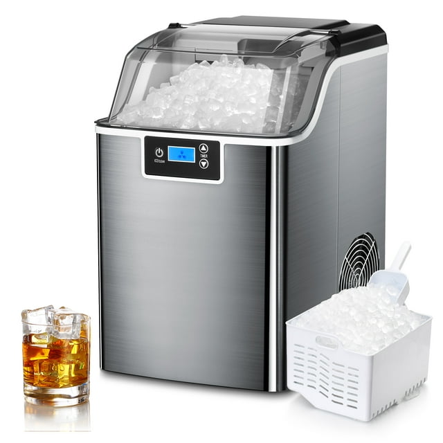 KISSAIR Portable Nugget Ice Maker - Soft Chewable Ice, Self-Cleaning, LED Display