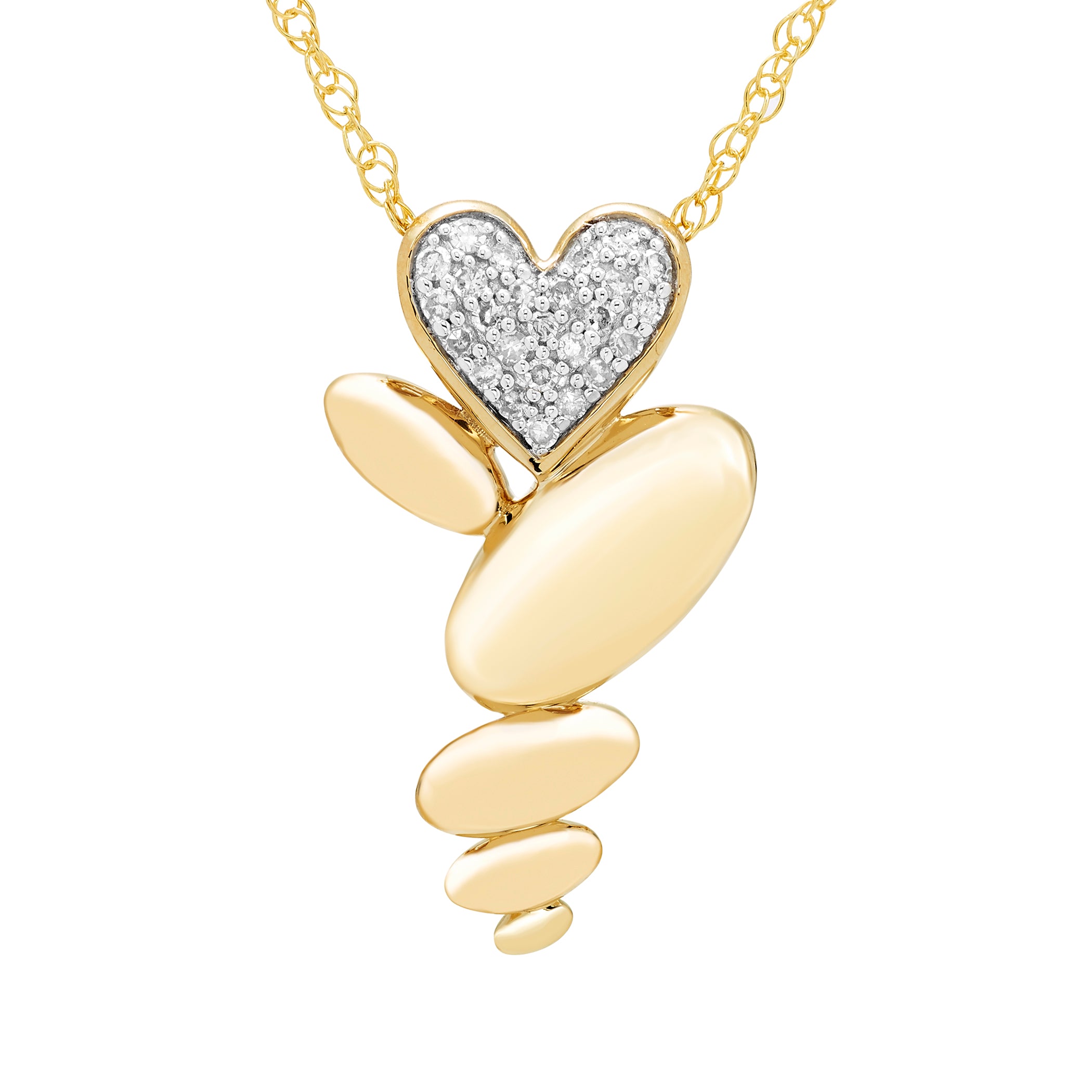 Genuine Diamond Heart Pendant in 14K Yellow Gold-Plated Sterling Silver