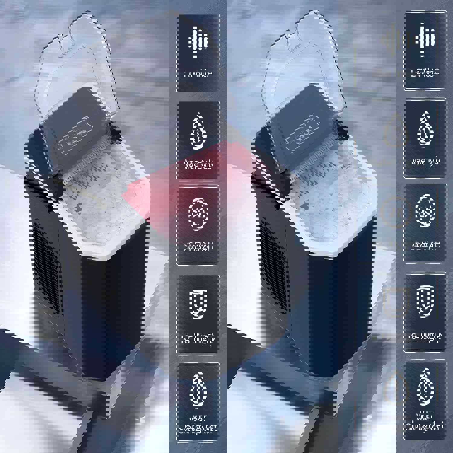 Auseo Ice Maker - Efficient, Portable Ice Machine with Adjustable Bullet Ice Cubes