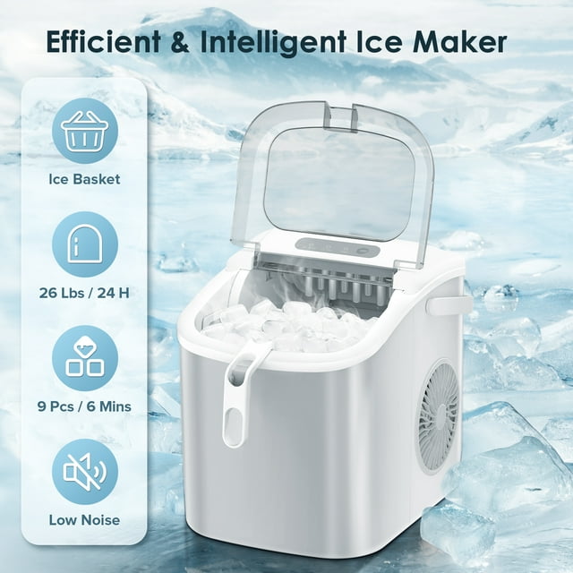 Auseo Portable Ice Maker, Fast and Efficient Countertop Machine