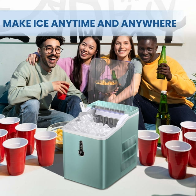 Auseo Portable Ice Maker, Compact Design with Self-Cleaning Feature