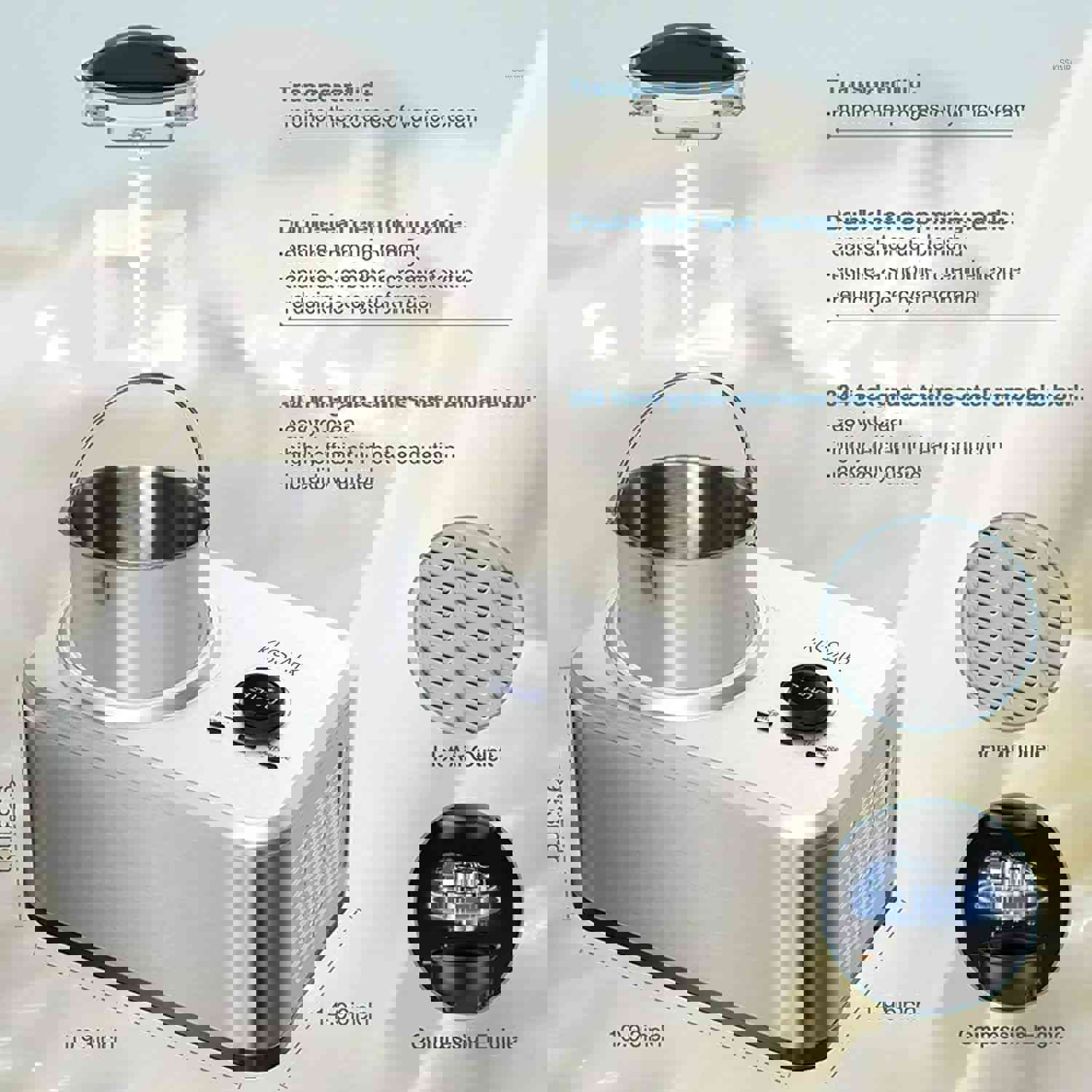 KISSAIR 1.5Qt Stainless Steel Ice Cream Maker with 4 Modes