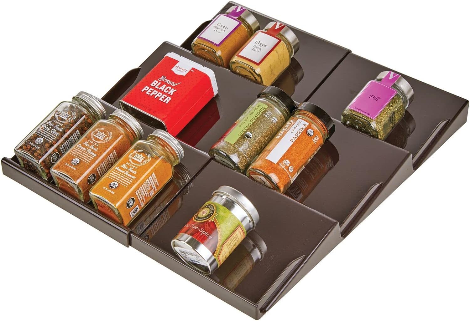 Upgraded 3-Tier Plastic Spice Rack Organizer for Kitchen Drawers