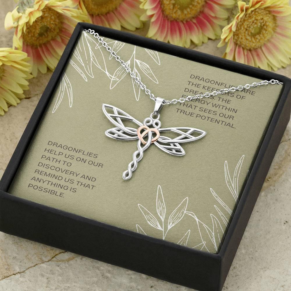 Elegant Dragonfly Pendant Necklace | Symbol of Strength and Grace