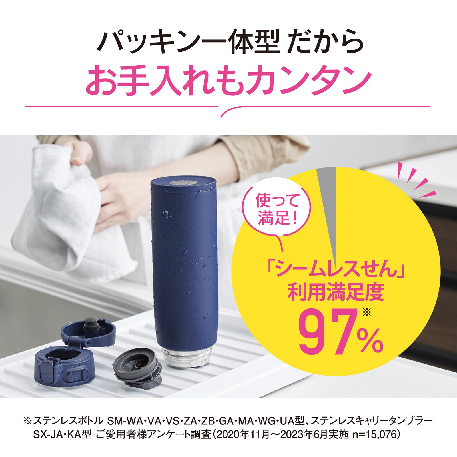 Zojirushi 950ml Lilac Purple Stainless Steel Water Bottle with One-Touch Cap