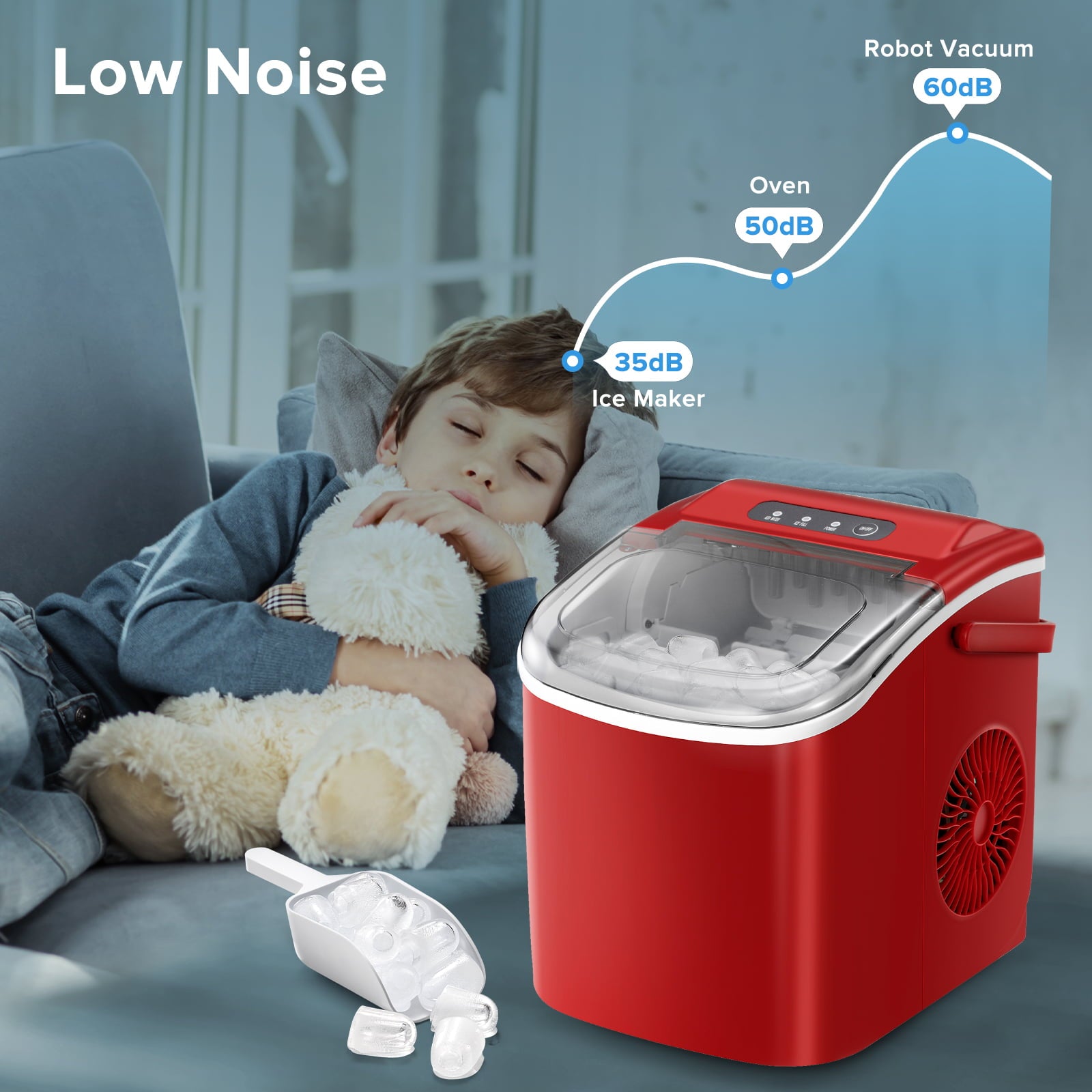 Auseo Compact Ice Maker, Fast & Portable for Home, Office, Parties