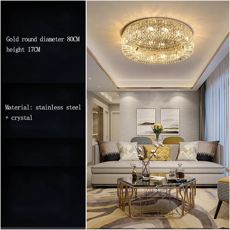 Stylish K9 Crystal LED Ceiling Light for Modern Living Spaces