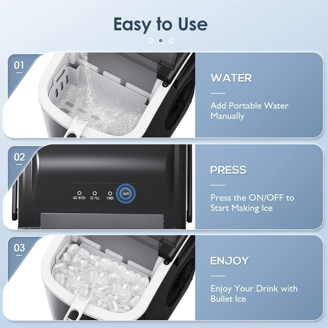 KISSAIR Compact Ice Maker - Fast, Portable, and Self-Cleaning for Home and Office