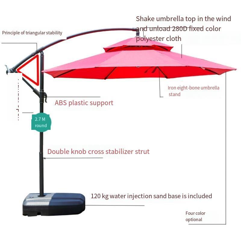 2.7m Double Top Banana Umbrella, Outdoor Sunshade, Durable and Waterproof