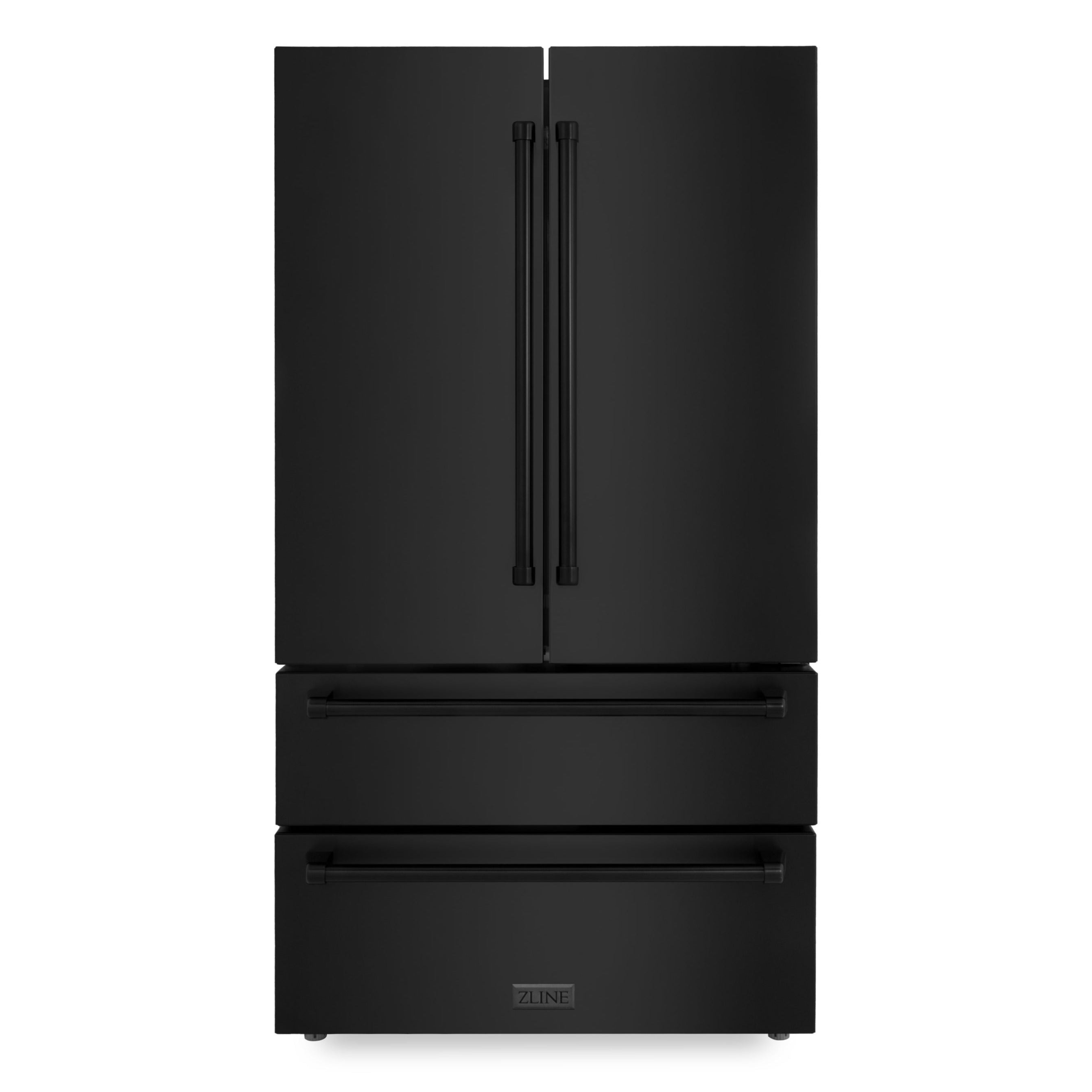 ZLINE 36" French Door Refrigerator with Ice Maker, Black Stainless Steel