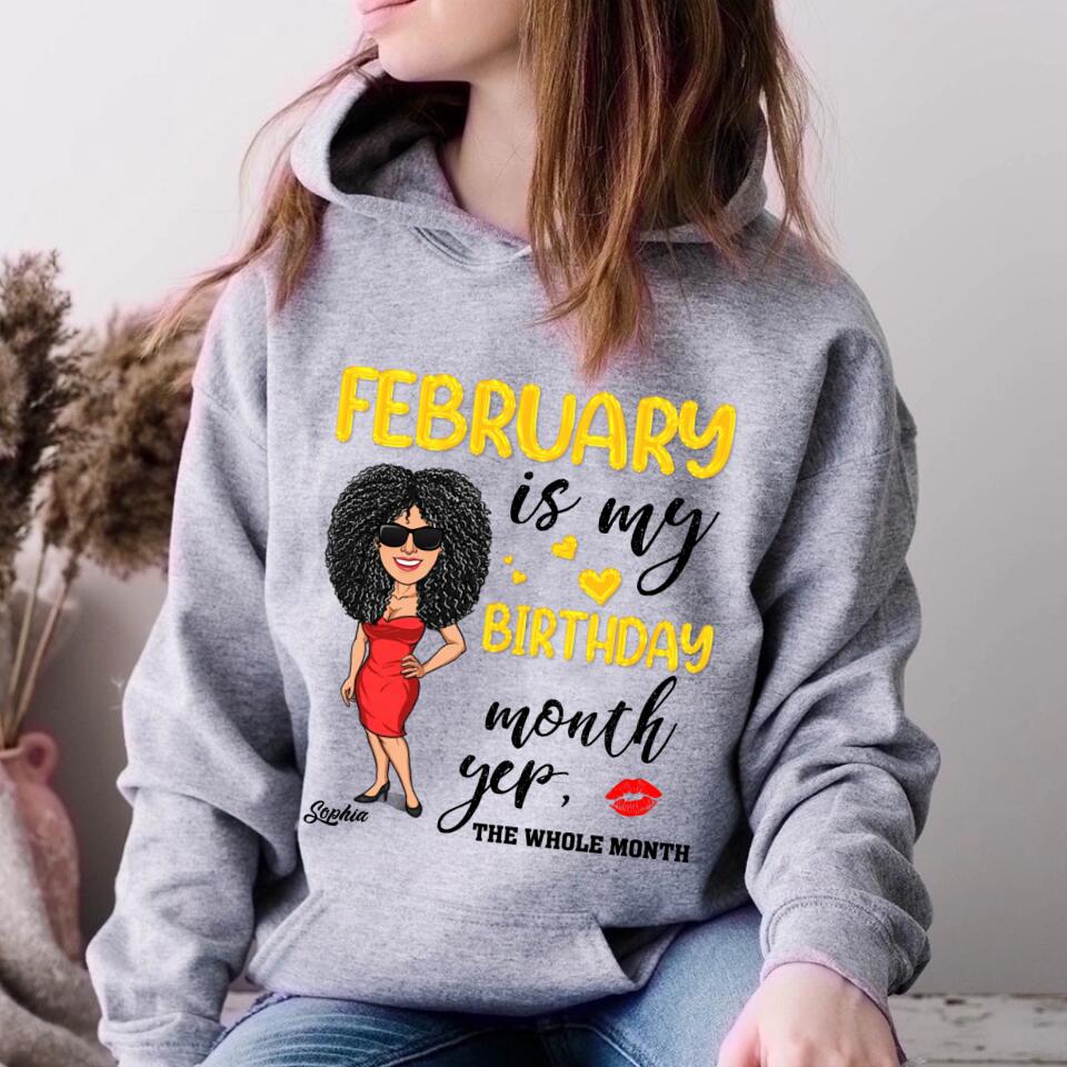 February Birthday Queen Shirt, Custom-Made for February-born Ladies