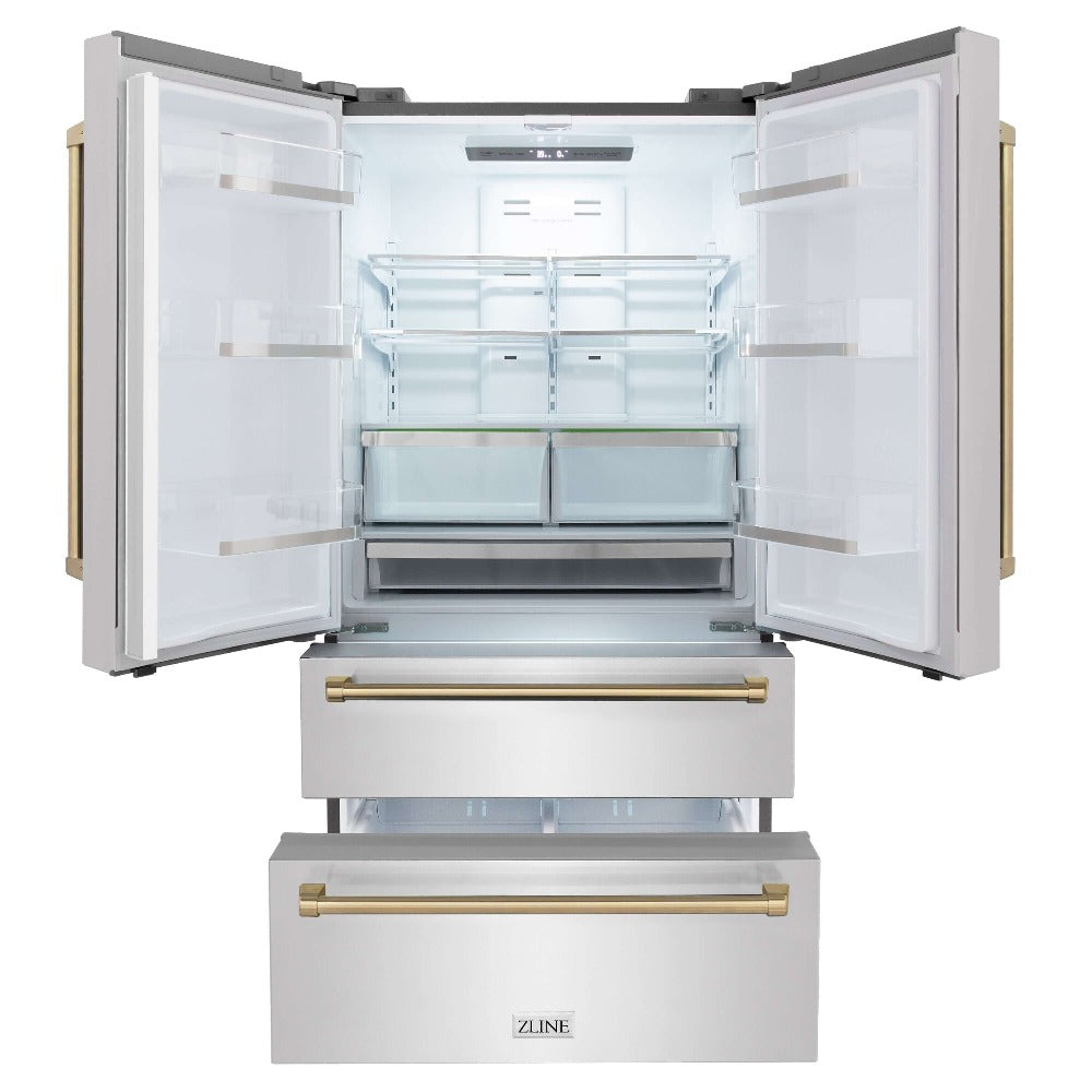 ZLINE 36" 22.5 cu. ft. French Door Refrigerator with Ice Maker, Luxury Stainless Steel