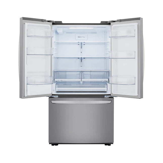LG 29-cu ft French Door Refrigerator with Ice Maker, Printproof Platinum Silver