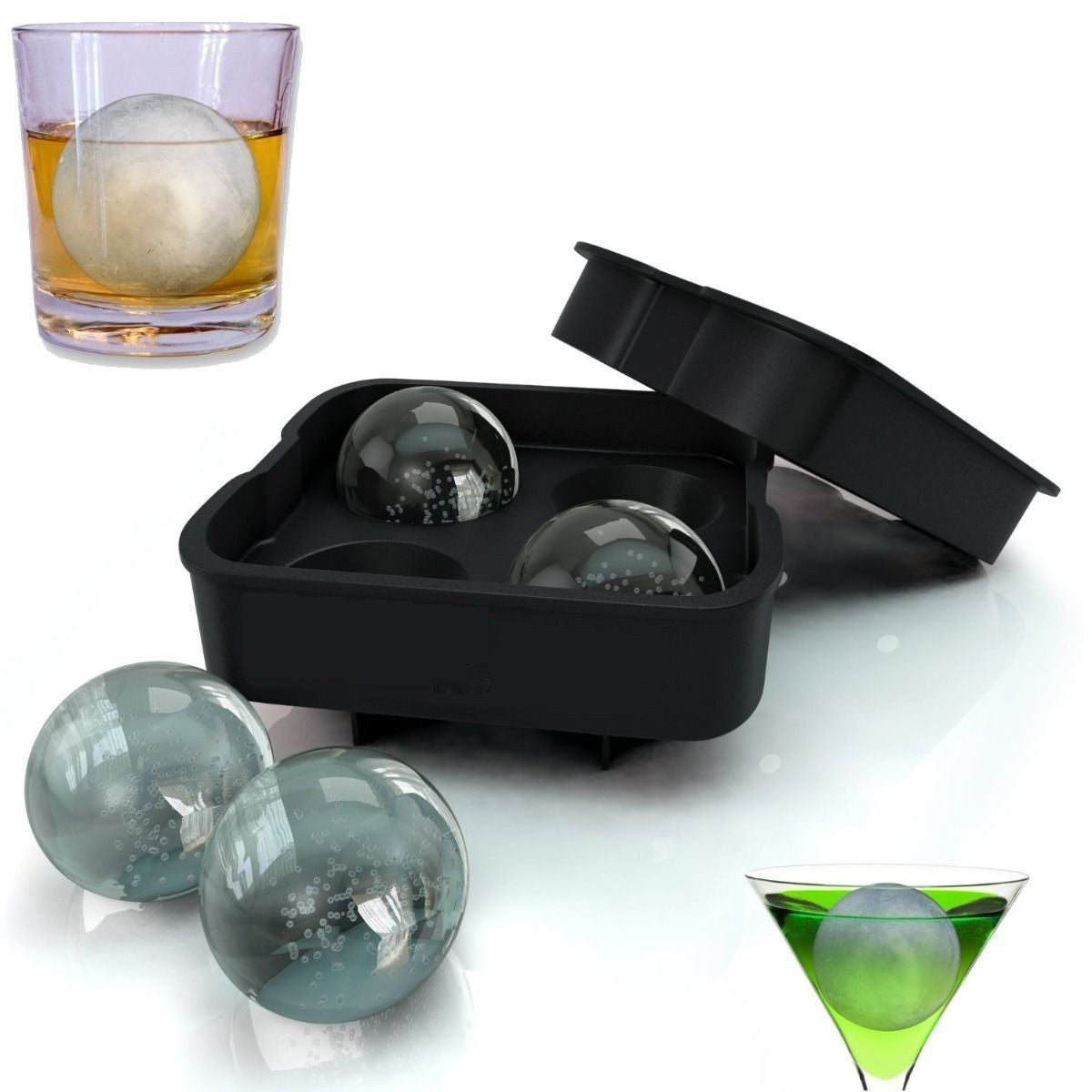 Premium Silicone Ice Ball Maker - Slow Melting Spheres for Whiskey & Cocktails