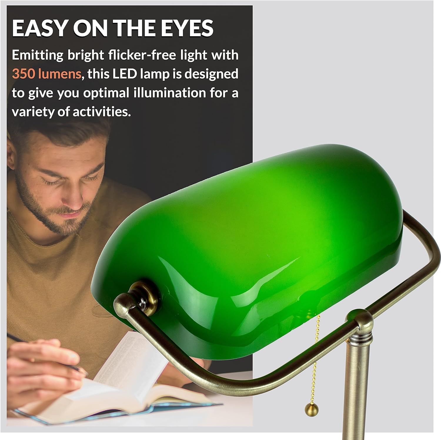 Newhouse Lighting Morgan Antique Green Adjustable LED Desk Lamp