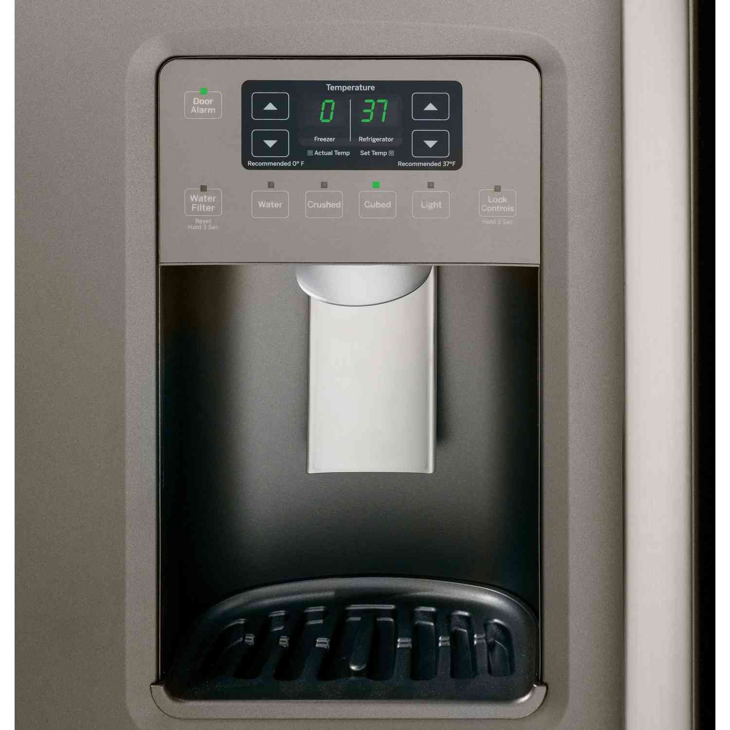 GE 25.3 cu. ft. Side-by-Side Refrigerator with Adjustable Shelves and LED Lighting