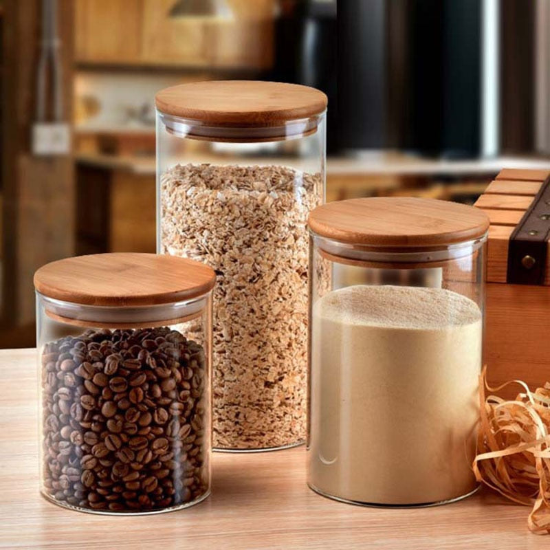 Eco-Friendly Bamboo Lid Glass Food Storage Container