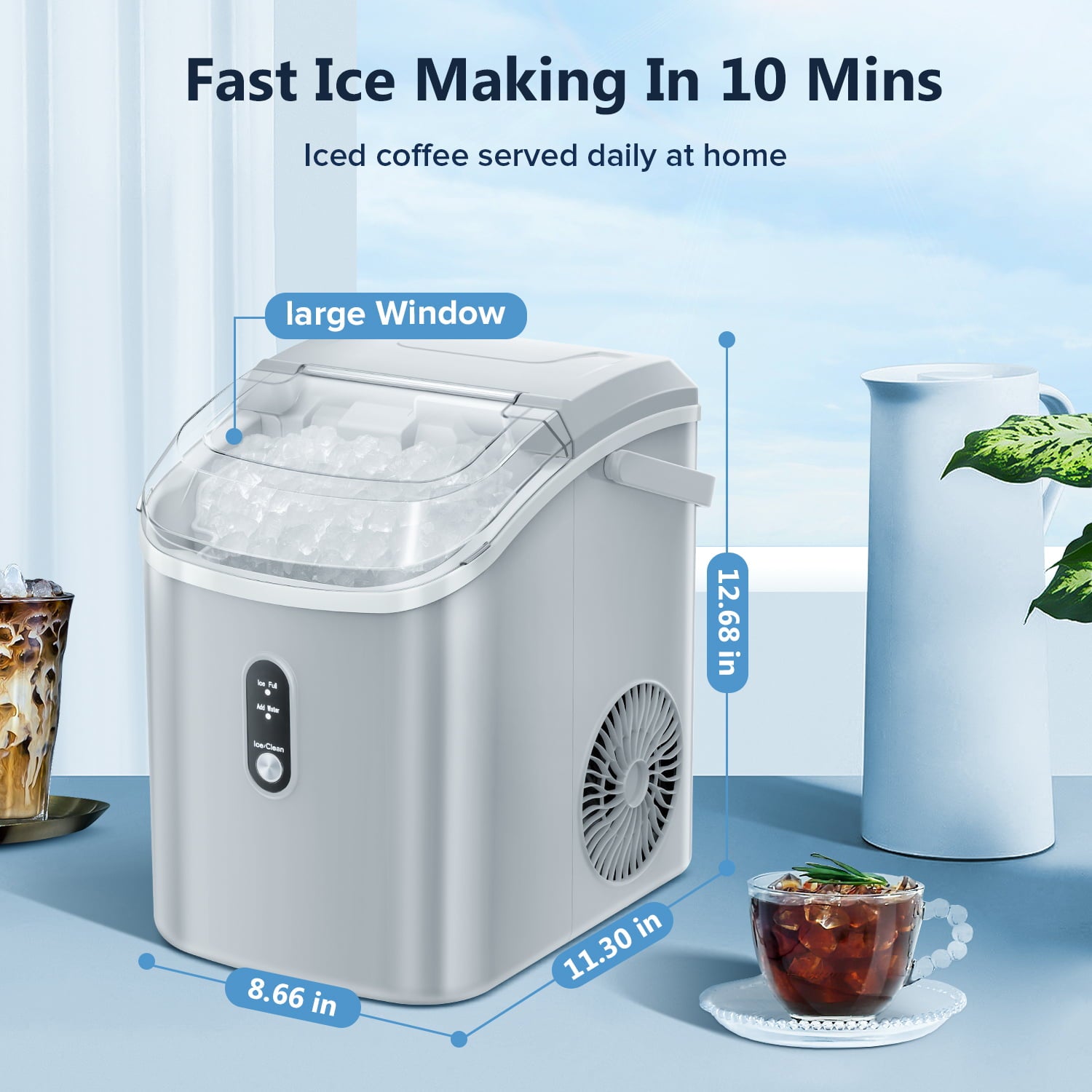 Auseo Nugget Ice Maker - Fast, Efficient, and Stylish for Home & Office