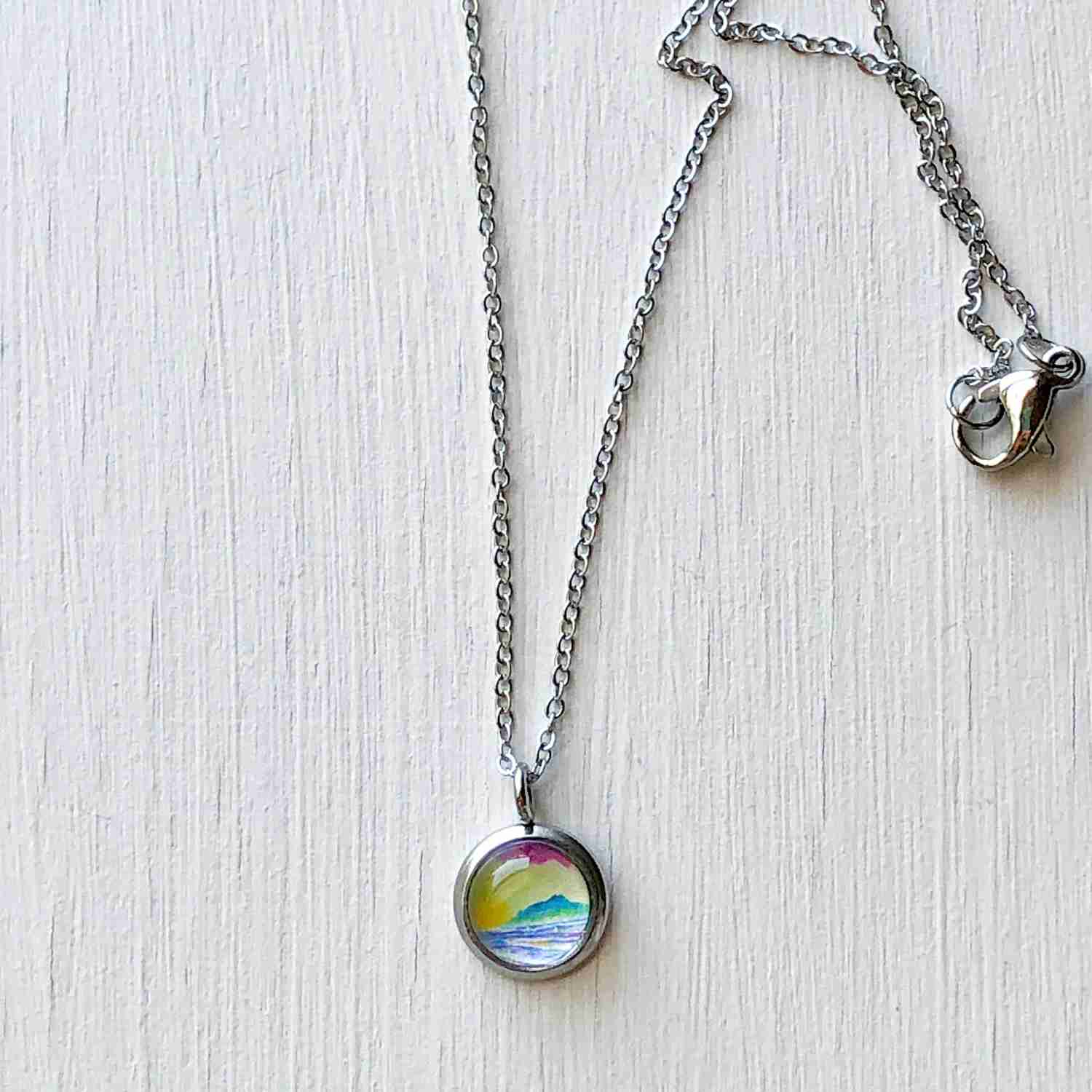 Dainty Multicolor Ocean Pendant Necklace