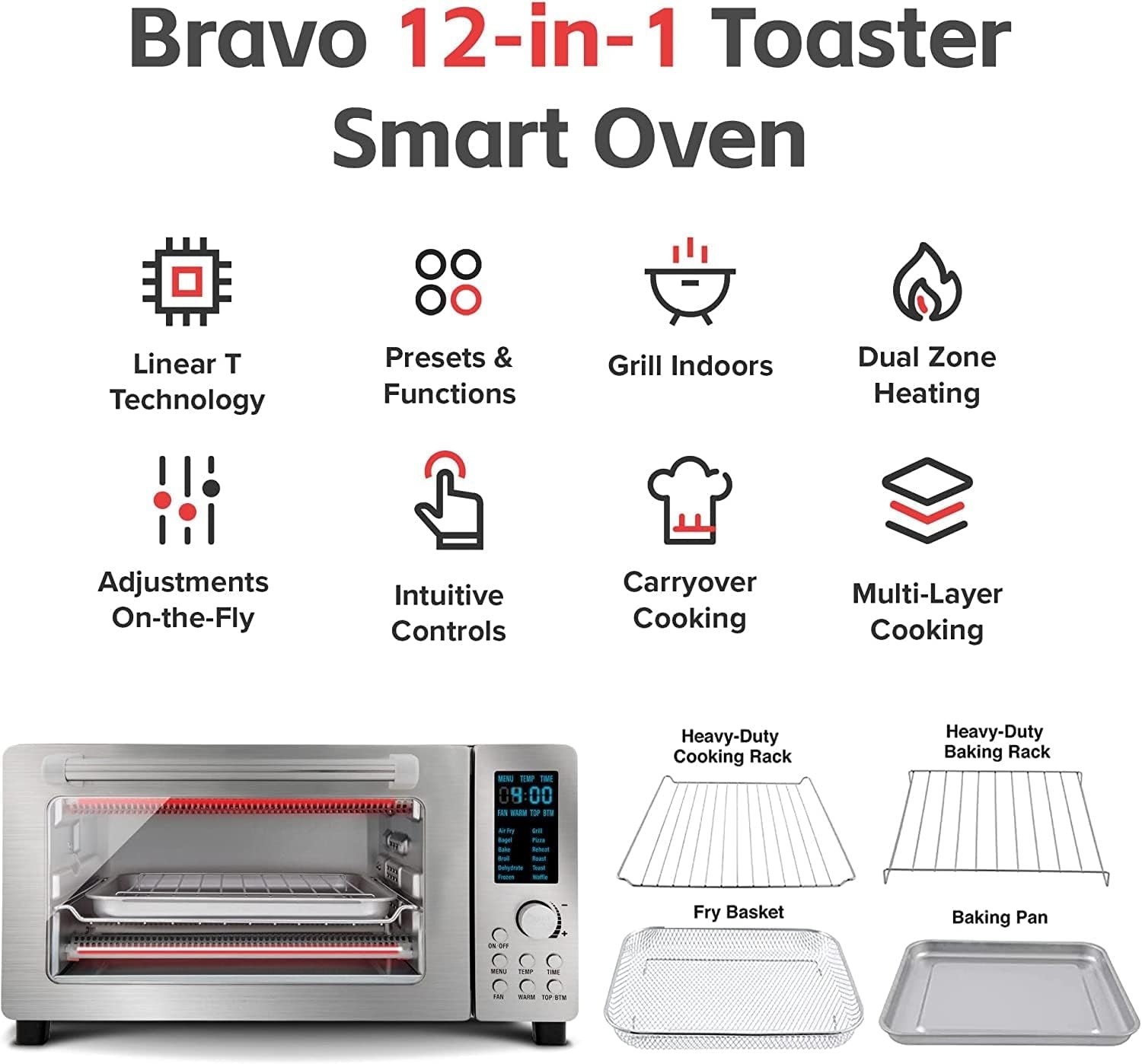 Bravo 12-in-1 Digital Toaster Oven, Convection & Air Fryer