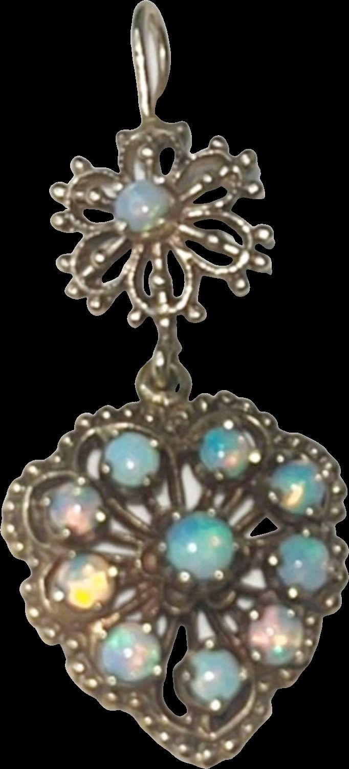 Antique Victorian Opal Heart Pendant in 14k Gold