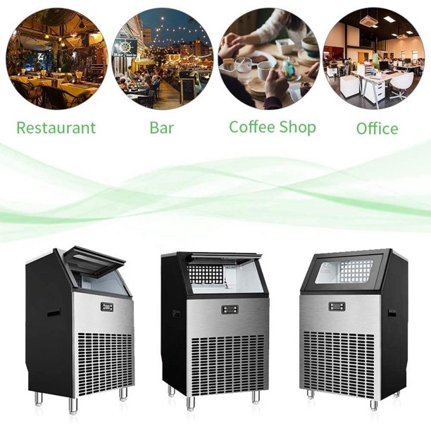 Auseo High-Capacity Commercial Ice Maker, 265 lbs/Day with 48 lb Storage