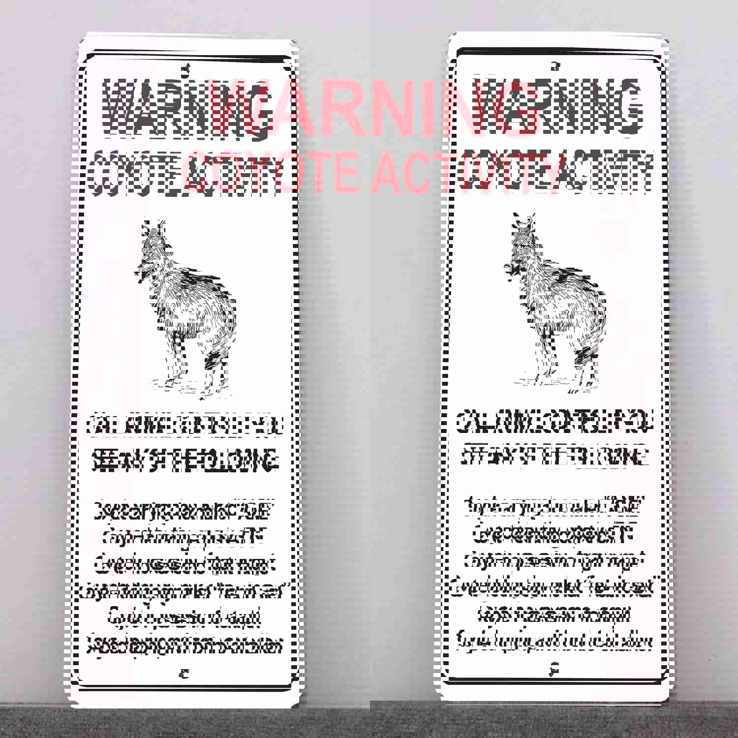 Coyote Activity Vintage Metal Sign - 8x12 Inch Humorous Wall Decor