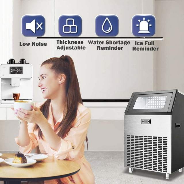 Auseo High-Capacity Ice Maker - 200lbs/Day, Self-Cleaning, LCD Display