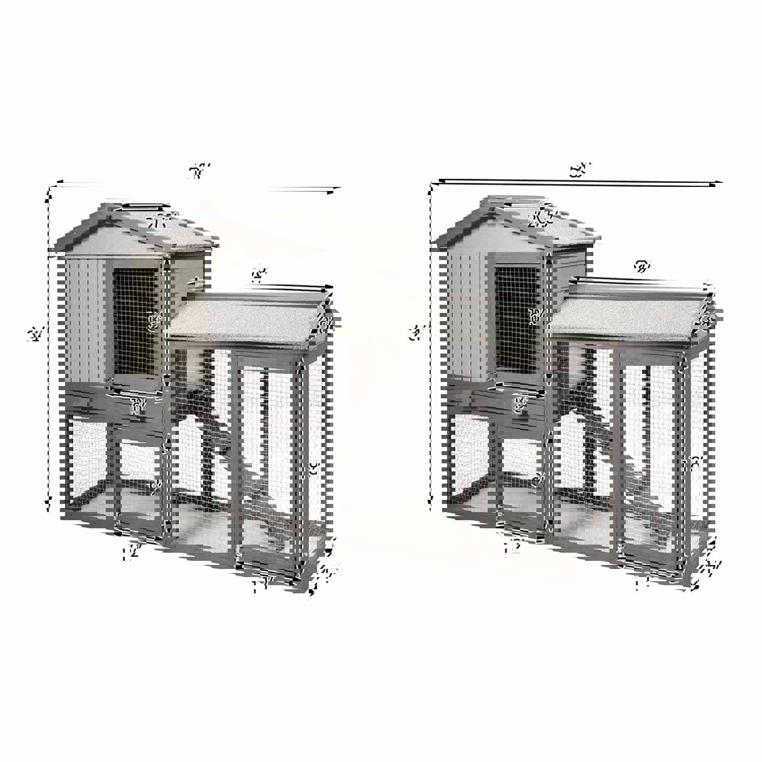 Gymax 58" Large Weatherproof Wooden Rabbit Hutch & Chicken Coop