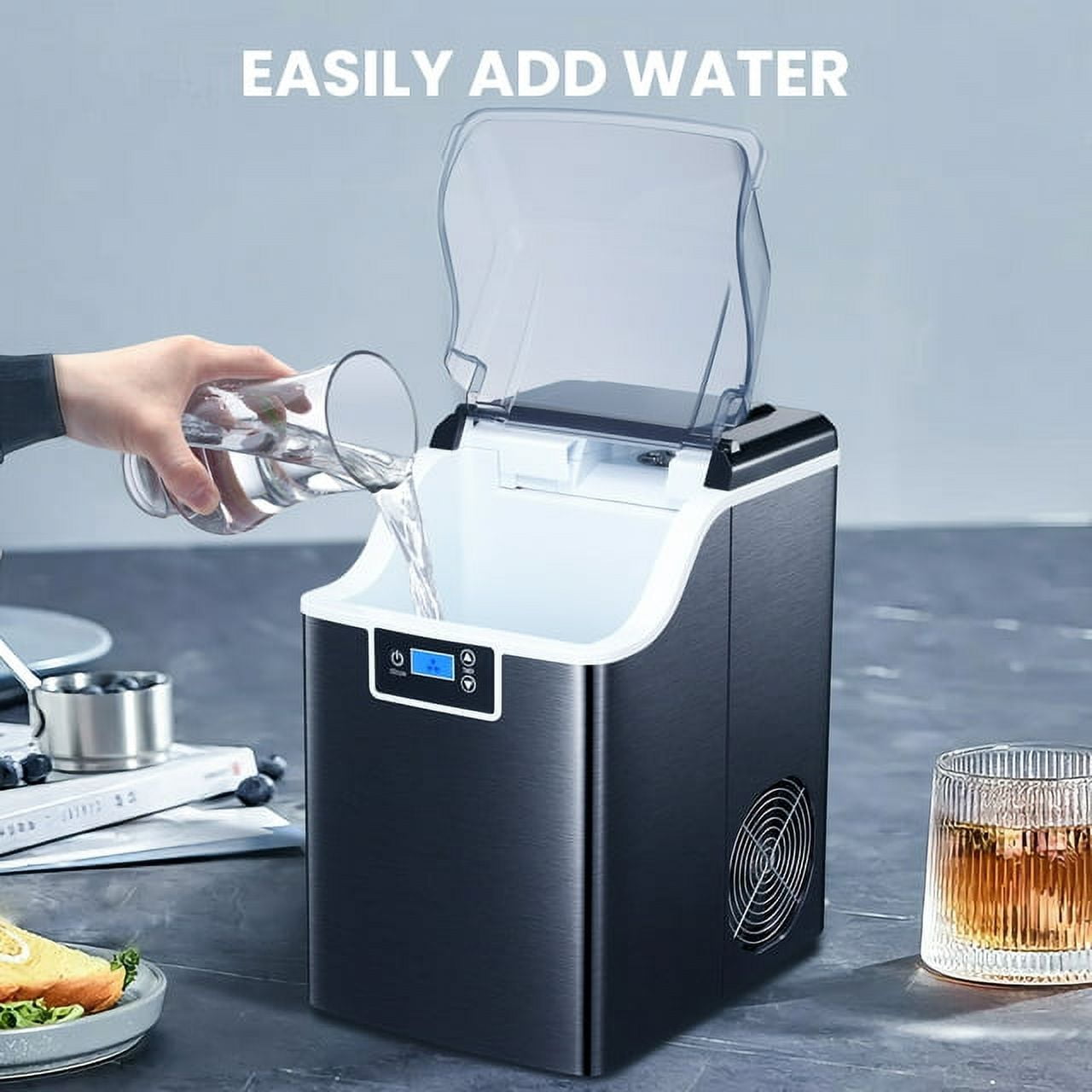 KISSAIR Portable Nugget Ice Maker with Self-Cleaning, LED Display